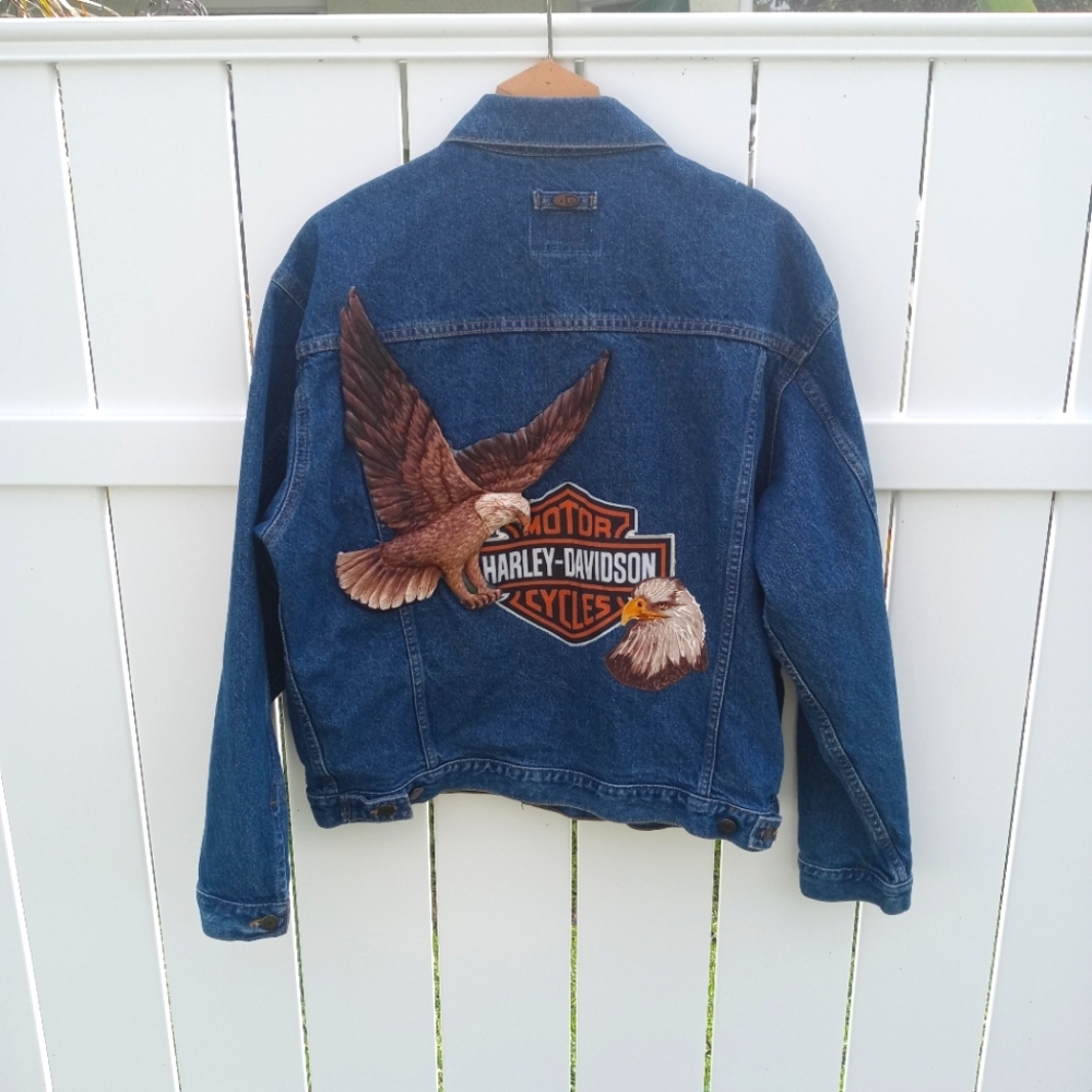 VTG Denim Harley-Davidson Patch Jacket!🦅⚙️